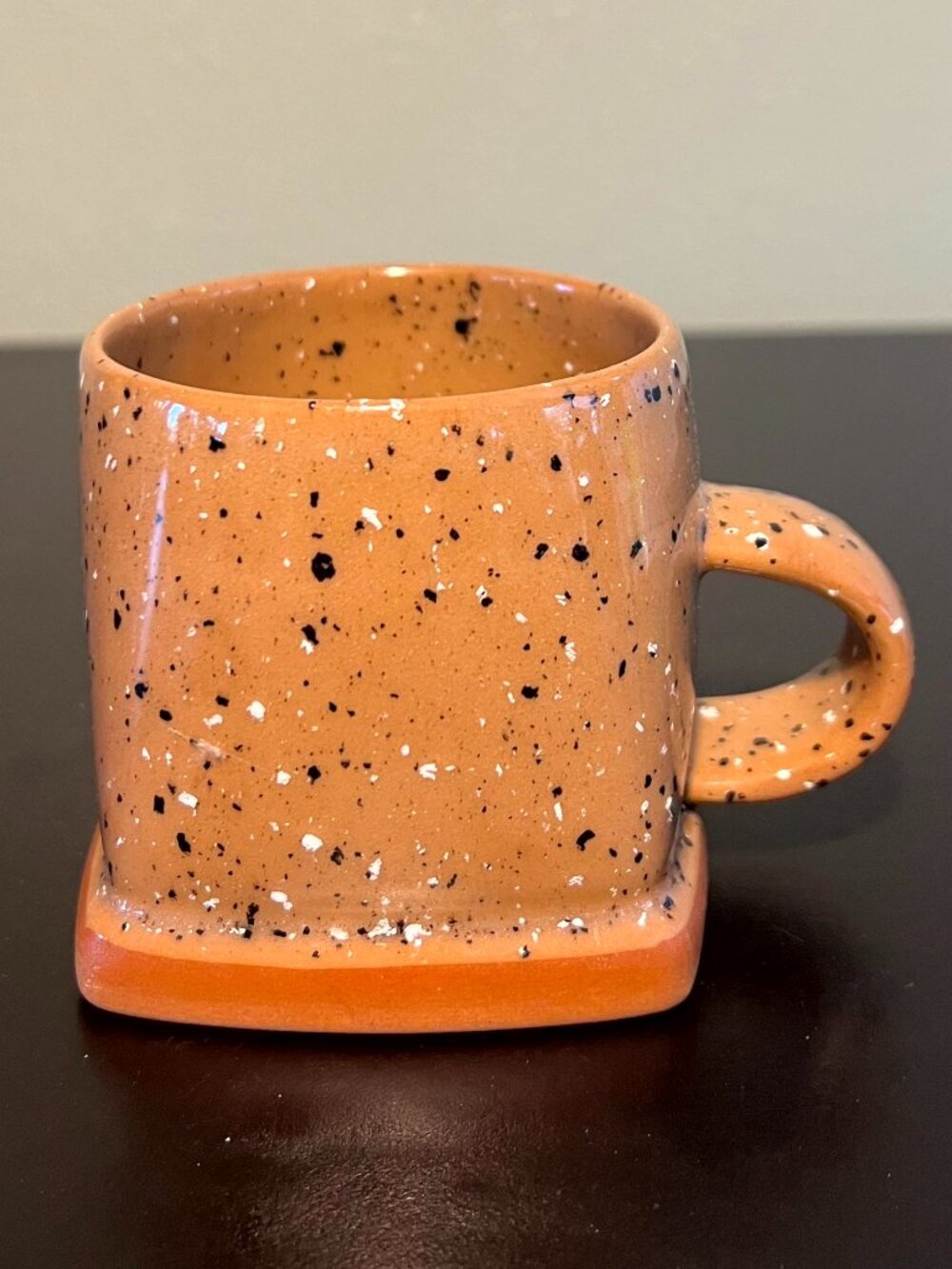Handcrafted Hand Thrown Studio Art Pottery Square-Bottomed Speckled Cup Mug - Picture 2 of 13